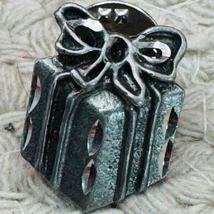 Vintage Holiday Present Pewter Pin